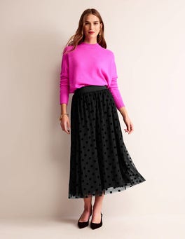 Tulle Full Midi Skirt - Black Spot | Boden UK