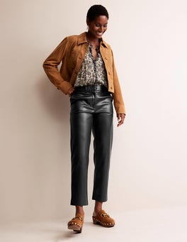 Tapered sales leather trousers