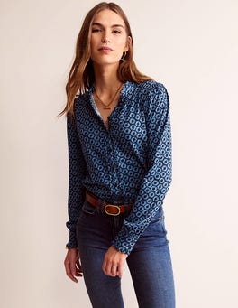 Caroline Jersey Shirt - Azure, Reverie | Boden UK