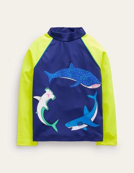 Logo Rash Vest Sapphire Blue Jam Red Axolotl Boden UK