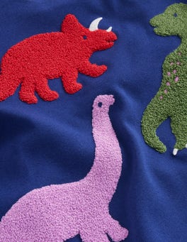 Dinosaur Bouclé T-shirt - Starboard | Boden UK