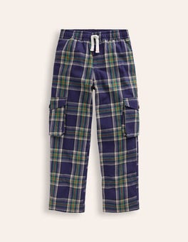Cosy Lined Cargo Pants Red Green Check Boden US