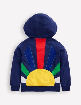 Boden Baby Starboard Blue Sun Back Rainbow Zip Up Hoodie