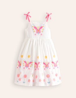 Broderie Butterflies Dress - Vanilla Pod Ivory | Boden US
