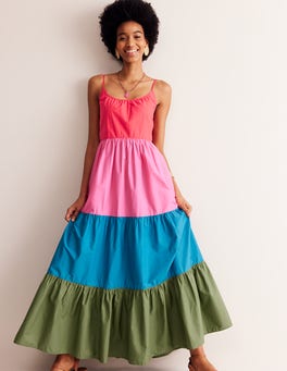 Trapeze Cotton Maxi Dress - Colourblock | Boden UK