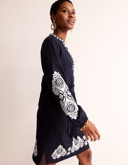 Navy embroidered dress cheap