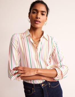 Sienna Silk Shirt - Ivory, Multi Stripe | Boden UK