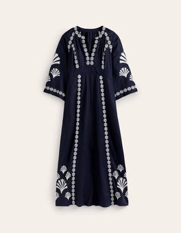 Embroidered Liana Dress In Navy Dotty Print, £84.50