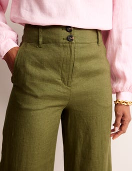 Westbourne Cropped Linen Pants - Mayfly