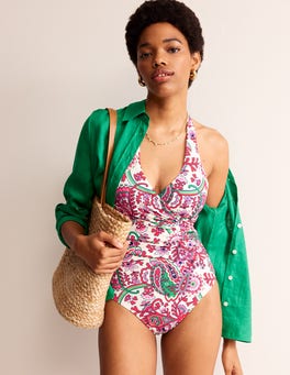 Ruched sales halter tankini