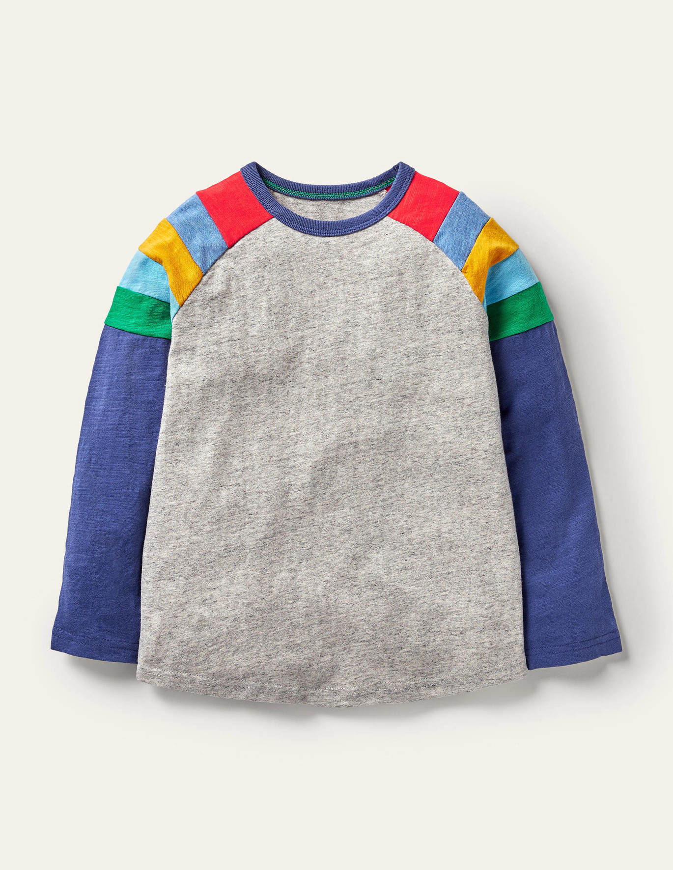 Boden Raglan T-Shirt - Starboard Blue Rainbow