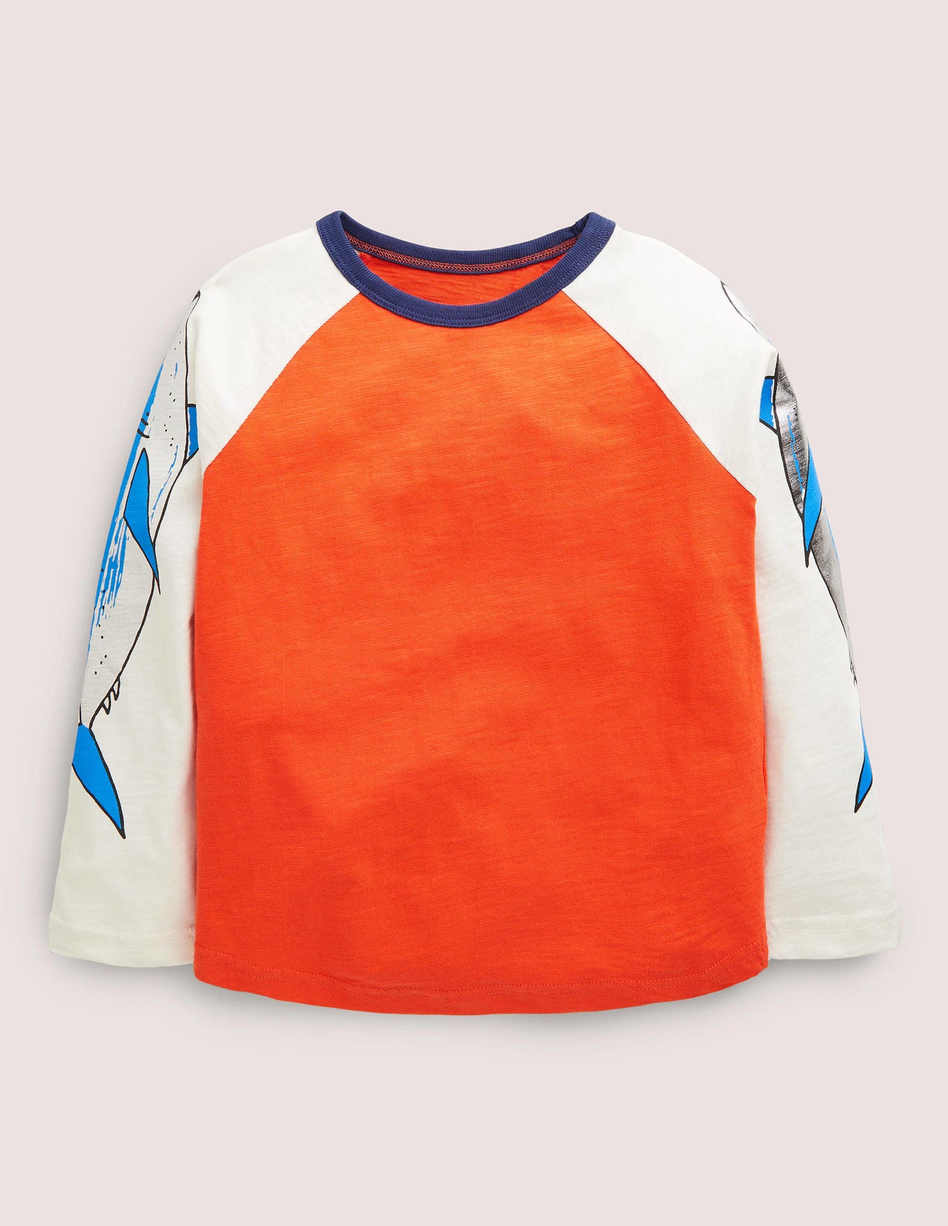 Boden Logo Placement T-Shirt - Mandarin Red/Ivory Sharks