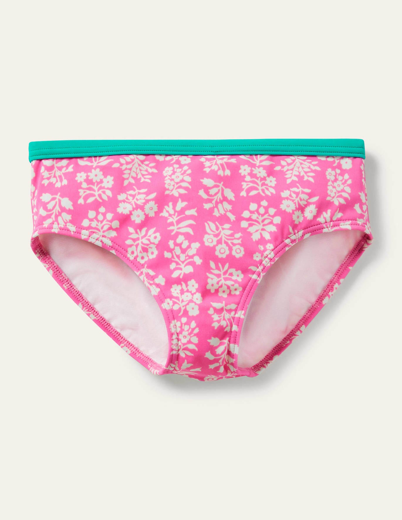 Boden Patterned Bikini Bottoms - Strawberry Pink Woodblock