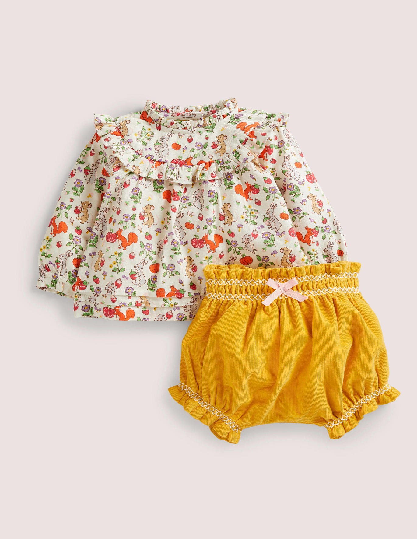 Boden Printed Top and Bloomers - Ivory Woodland Friends