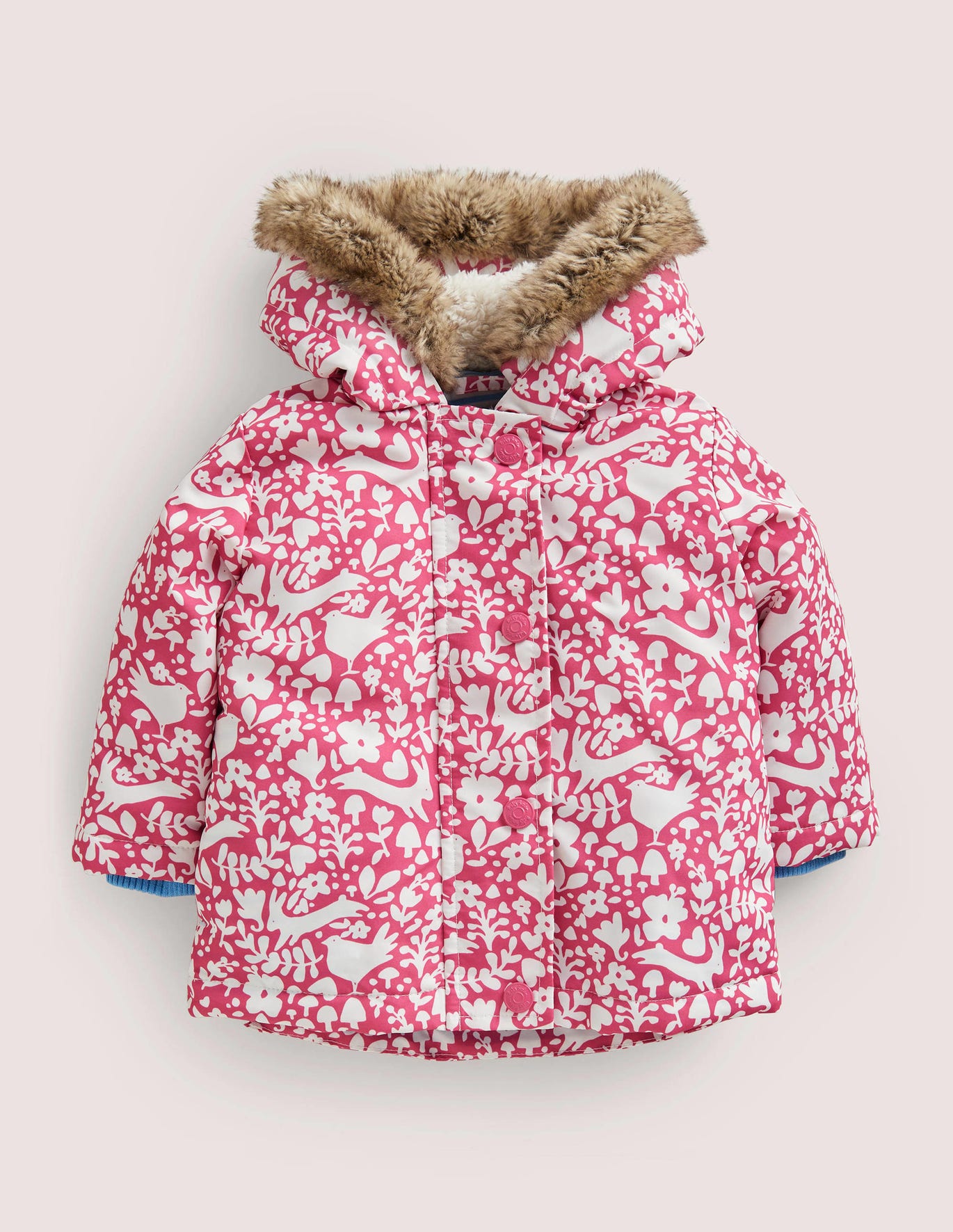Boden Pink Woodland 3-in-1 Hooded Coat - Sweet Pink Woodland