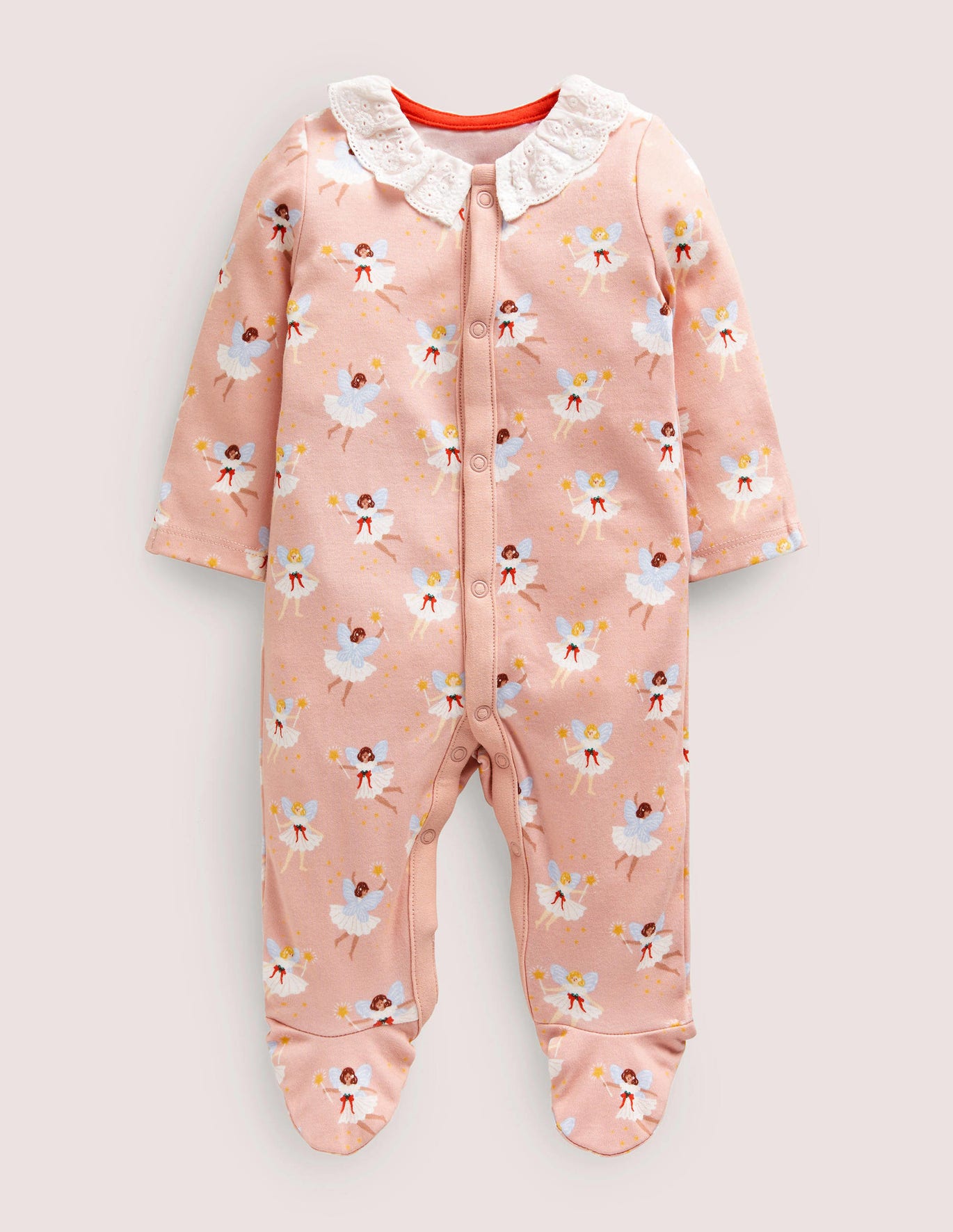 Boden Newborn Collared Sleepsuit - Boto Pink Fairies