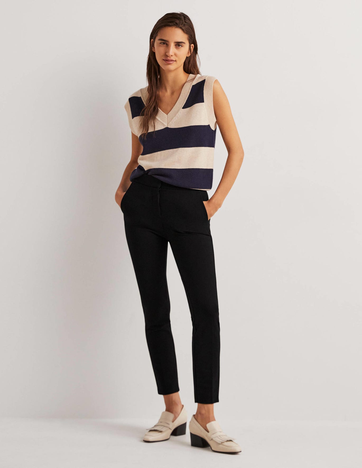 2. The Contemporary Scandi Chic: Simplicity reigns supreme in this aesthetic, a minimalistic capsule wardrobe takes center stage. Think quality basics, timeless trench coats, oversized blazers, and understated jewelry. The result? An effortlessly elegant and 'put-together' ensemble that exudes sophistication.

The power of a well-crafted pair of trousers can sculpt your entire ensemble, plus this season, stripes reign supreme. These versatile pieces below can become the cornerstones of your autumn scandi-chic wardrobe. Currently, you can also get 20% off from Boden DE when you buy 3 or more selected pieces with the code: P9N3.