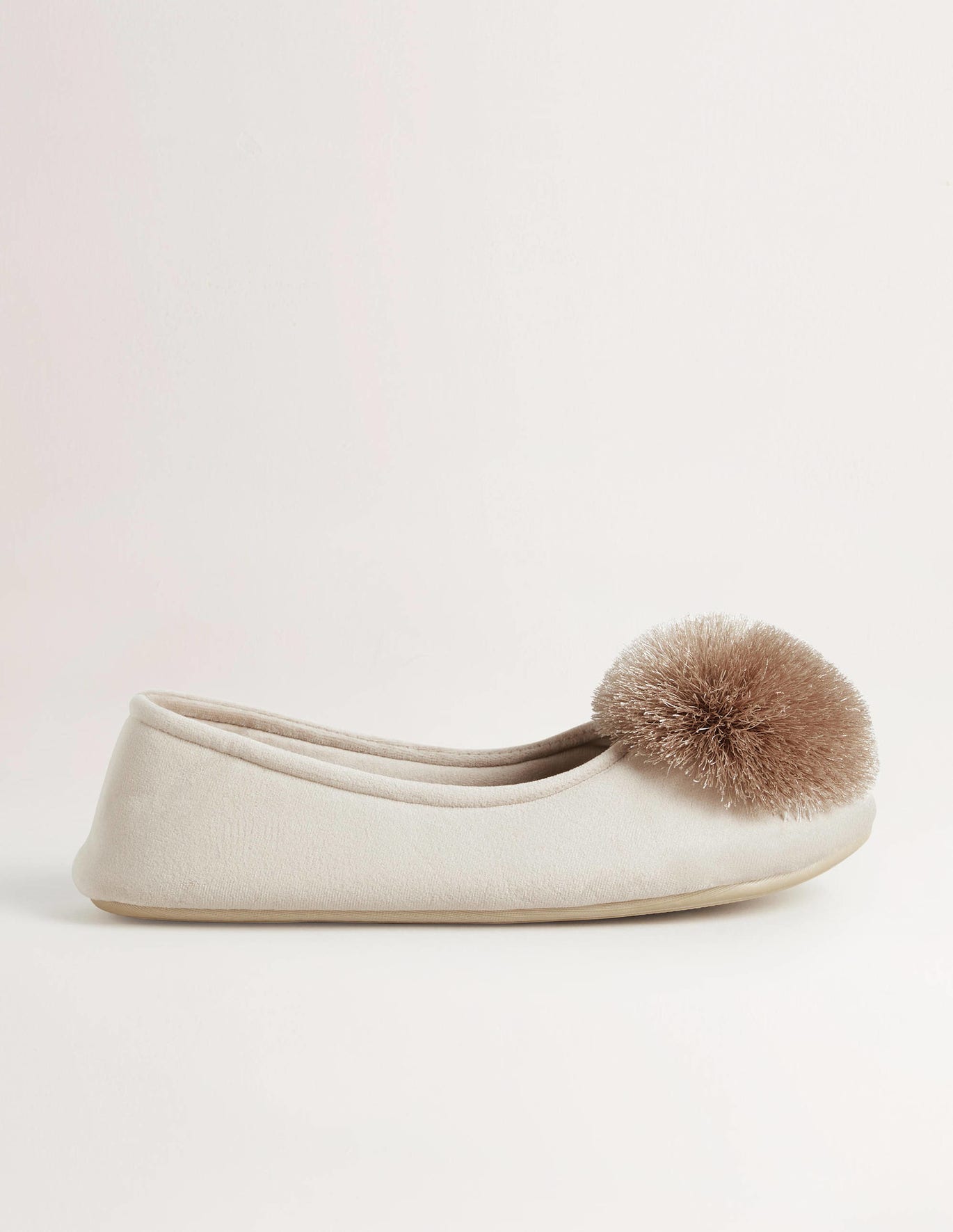 Boden Pompom Slippers - Simply Taupe