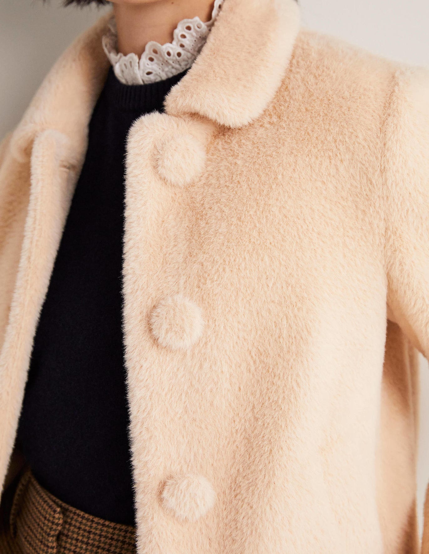 Boden Faux Fur Short Coat - Natural