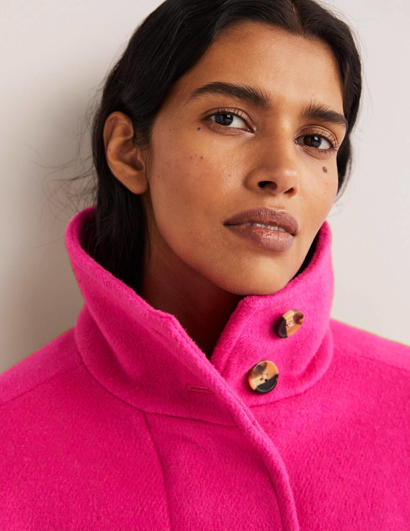 Boden Brushed Wool Coat - Wild Watermelon Pink