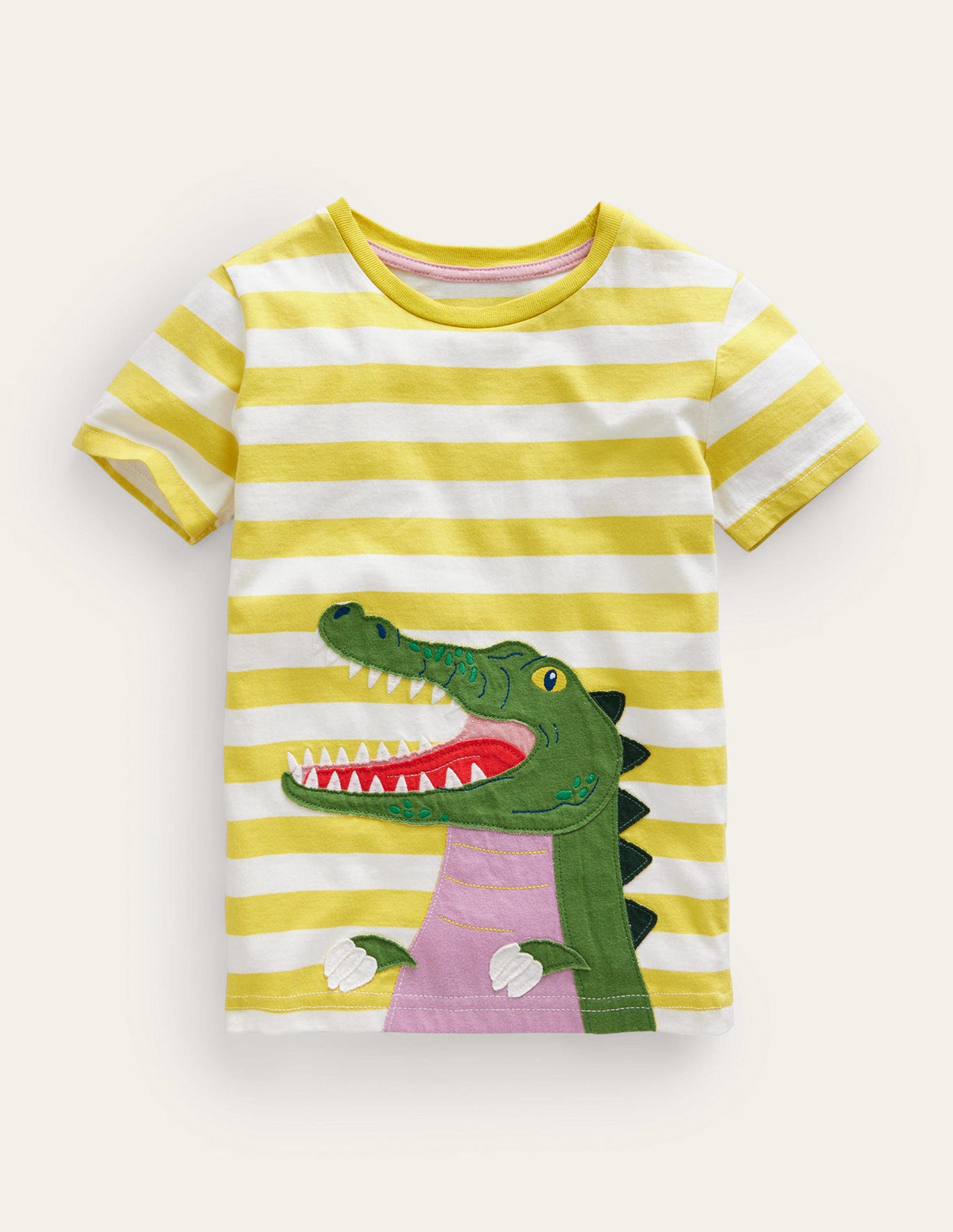 Boden Front & Back Applique T-shirt - Green Crocodile