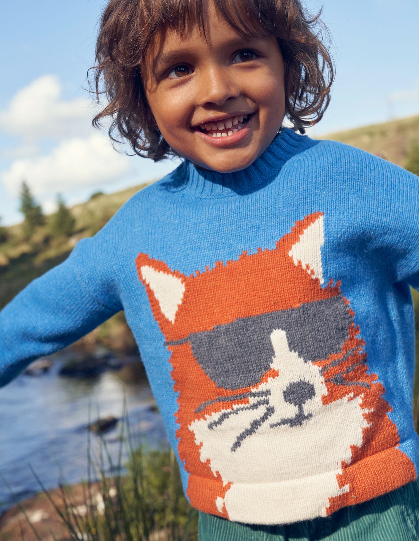 Boden Dude Animal Sweater - Blue