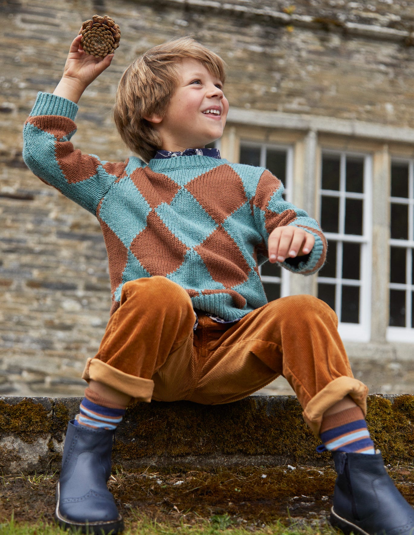 Boden Argyle Sweater - Green Smoke