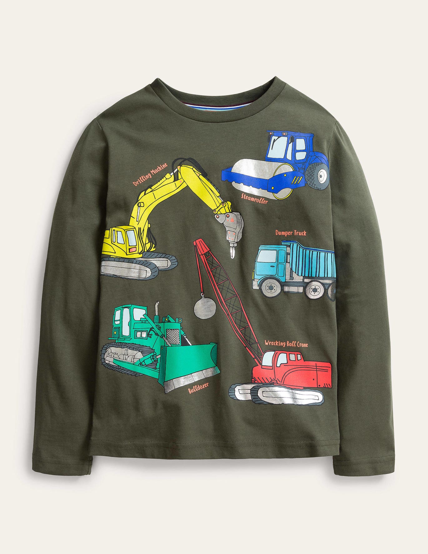 Boden Foil Print Technical T-shirt - Classic Khaki Diggers