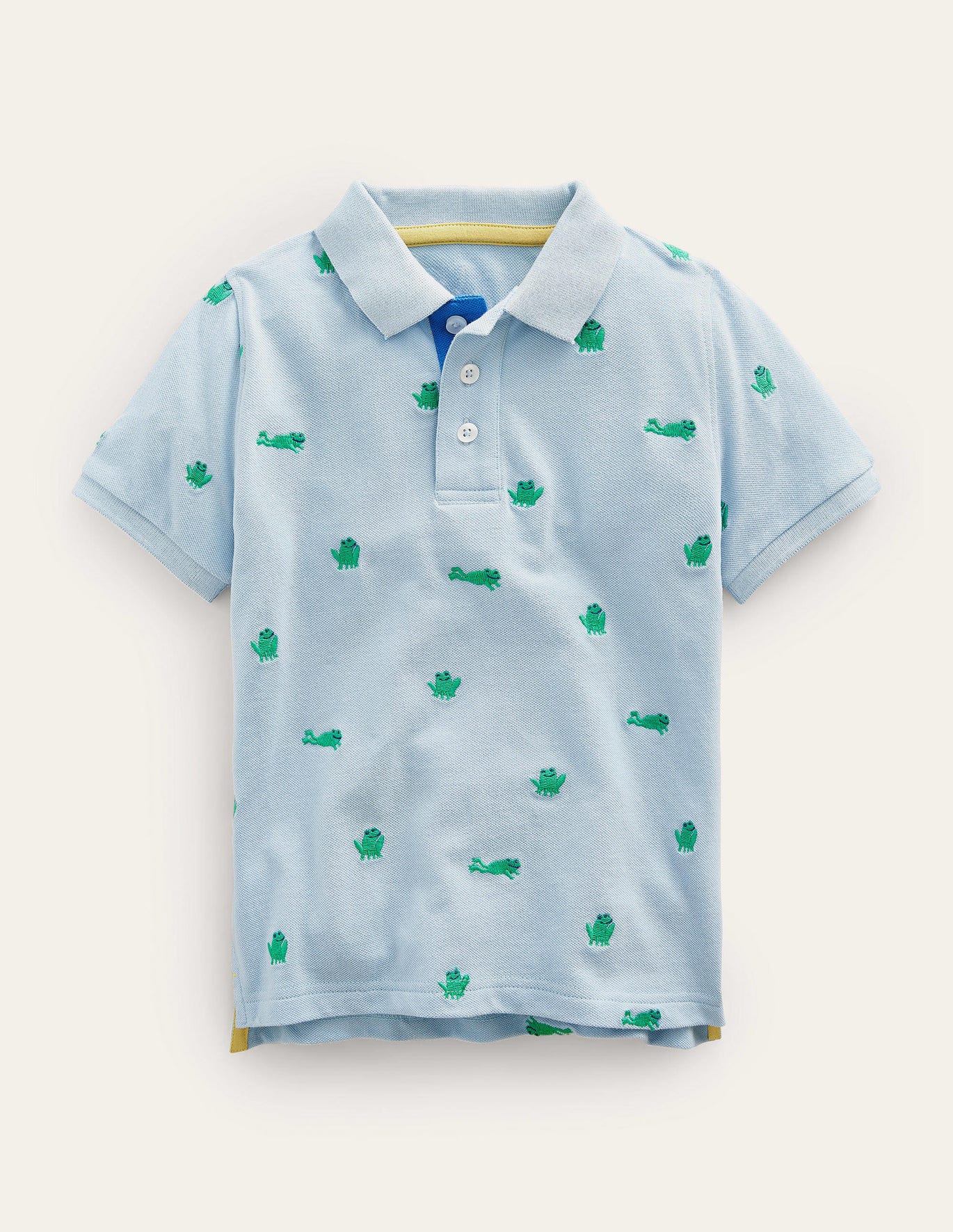 Boden Embroidered Pique Polo Shirt - Surfboard Blue Frogs