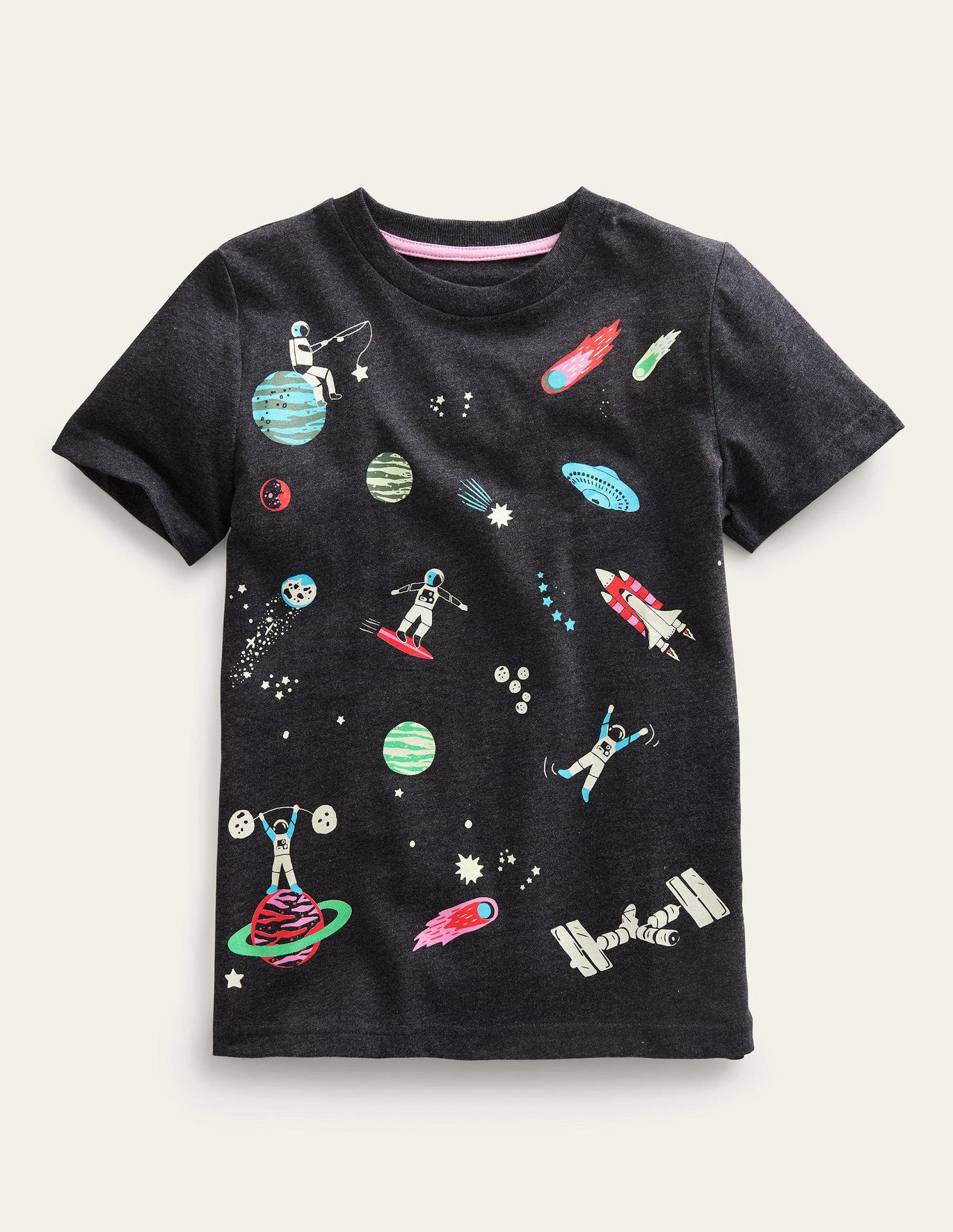 Boden GITD Printed T-shirt - Grey
