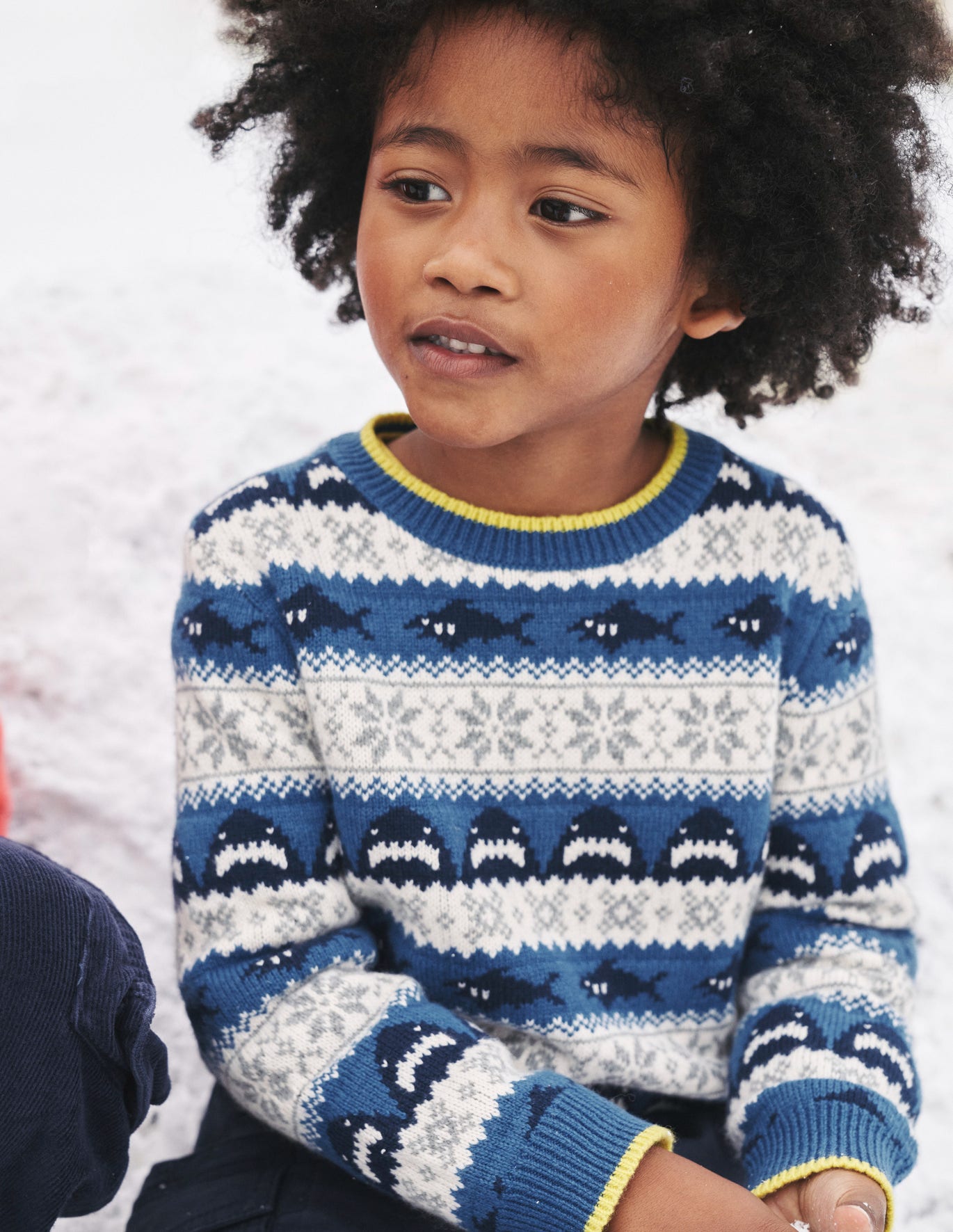 Boden All Over Fair Isle Sweater - Dark Cobalt Sharks