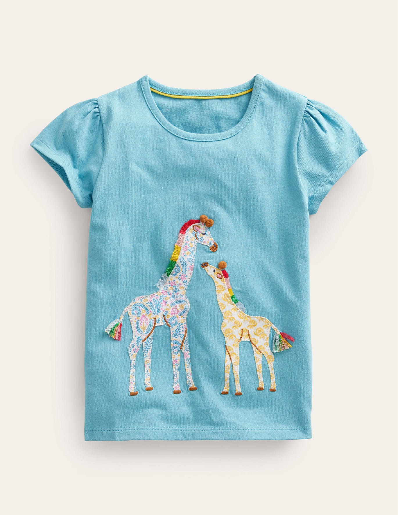 Boden Big Applique Top - Delphinium Blue Giraffe