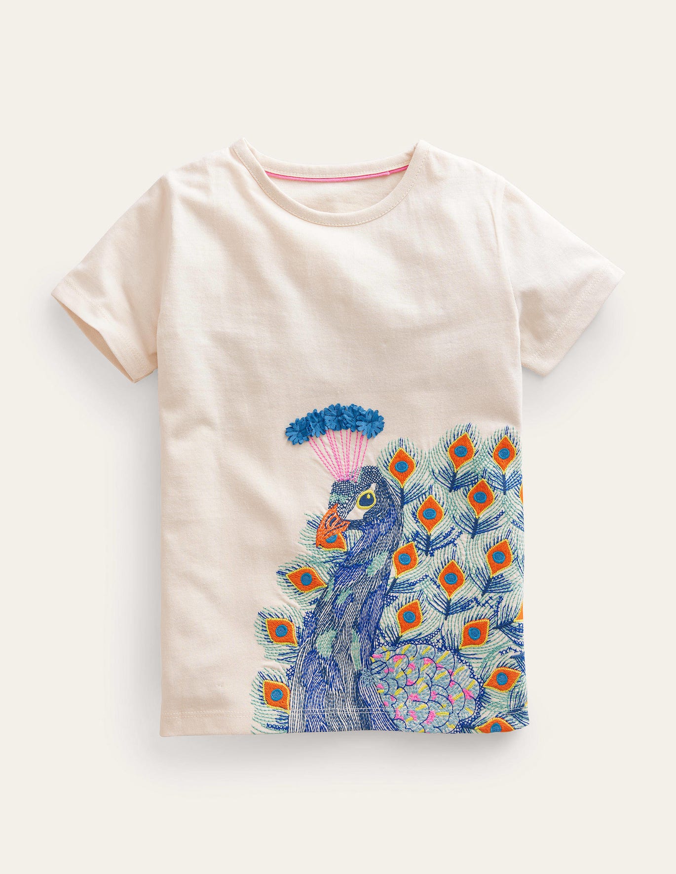 Boden Superstitch Logo T-Shirt - Vanilla Pod Peacock