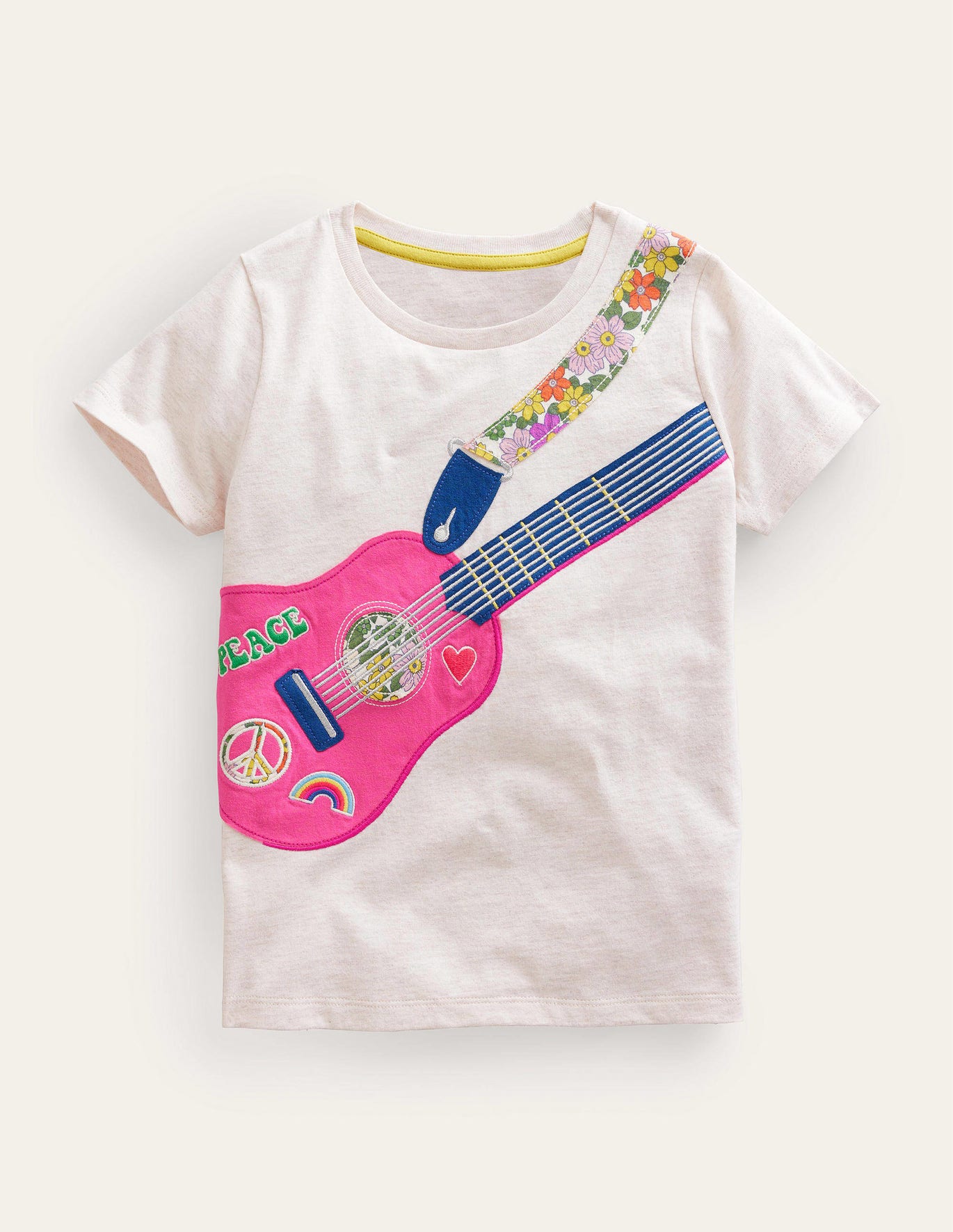 Boden Front & Back Applique T-shirt - Oatmeal Marl