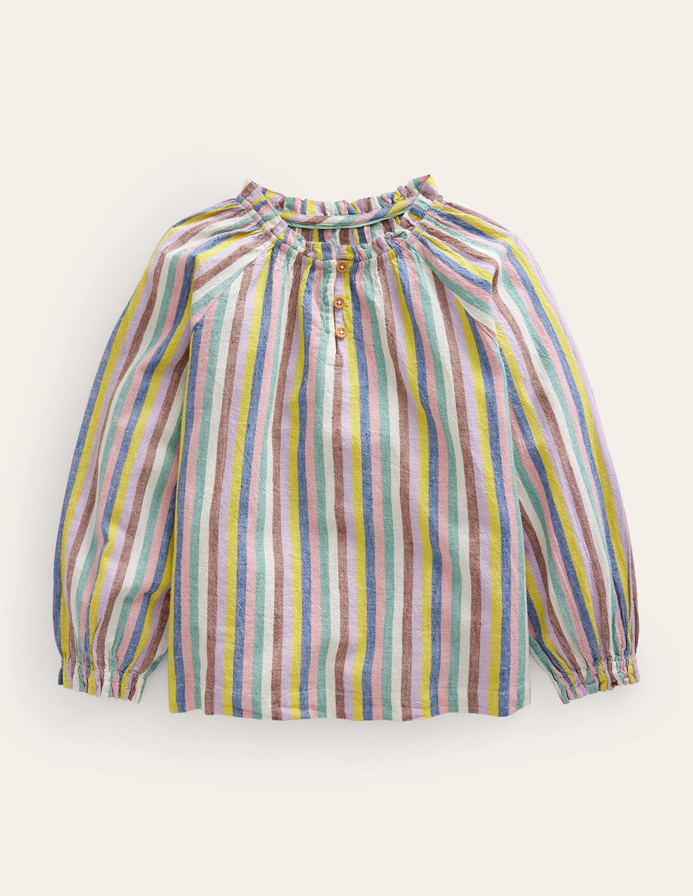 Boden Raglan Striped Blouse - Brown and Lilac Rainbow