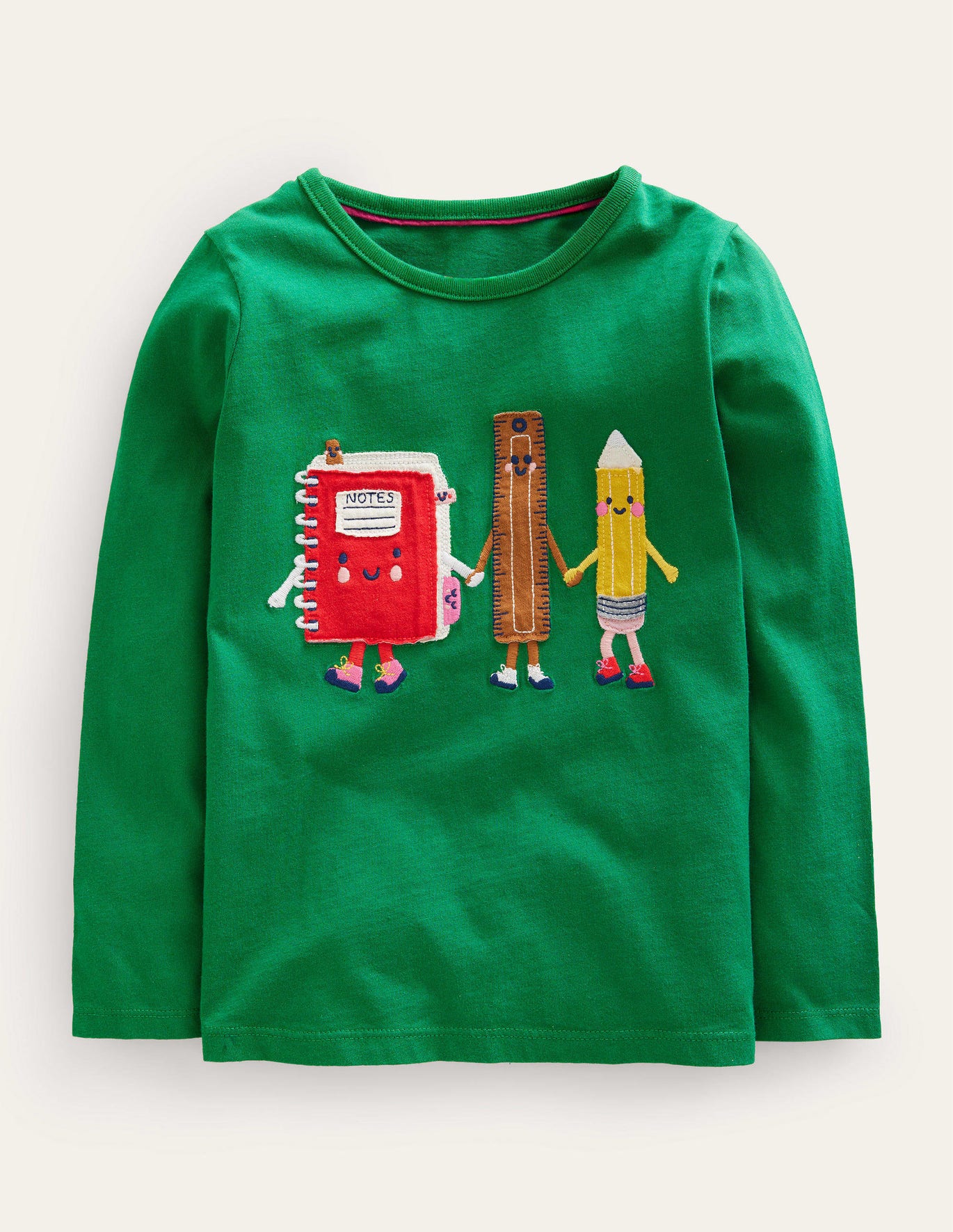 Boden Long Sleeve Applique T-shirt - Deep Green