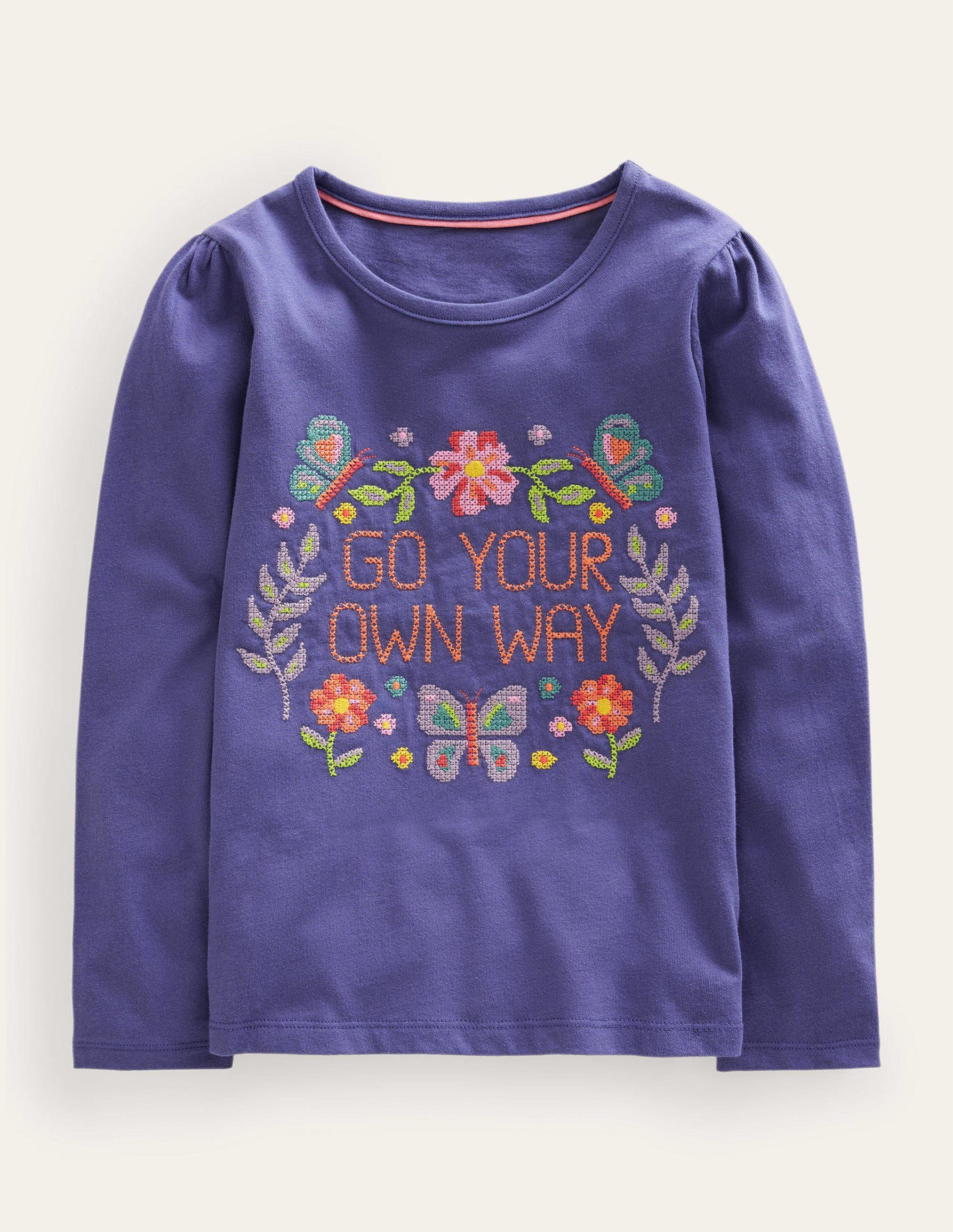 Boden Embroidered T-Shirt - Soft Starboard