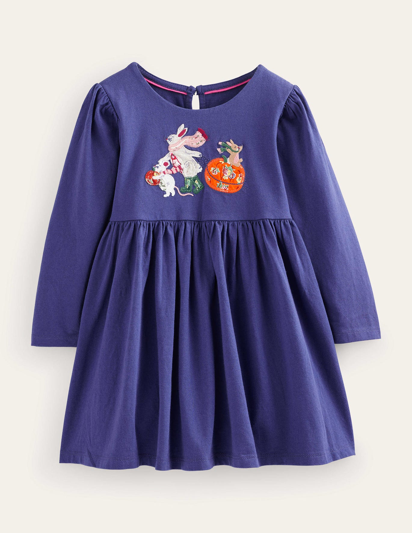 Boden Applique Jersey Dress - Blue Yonder