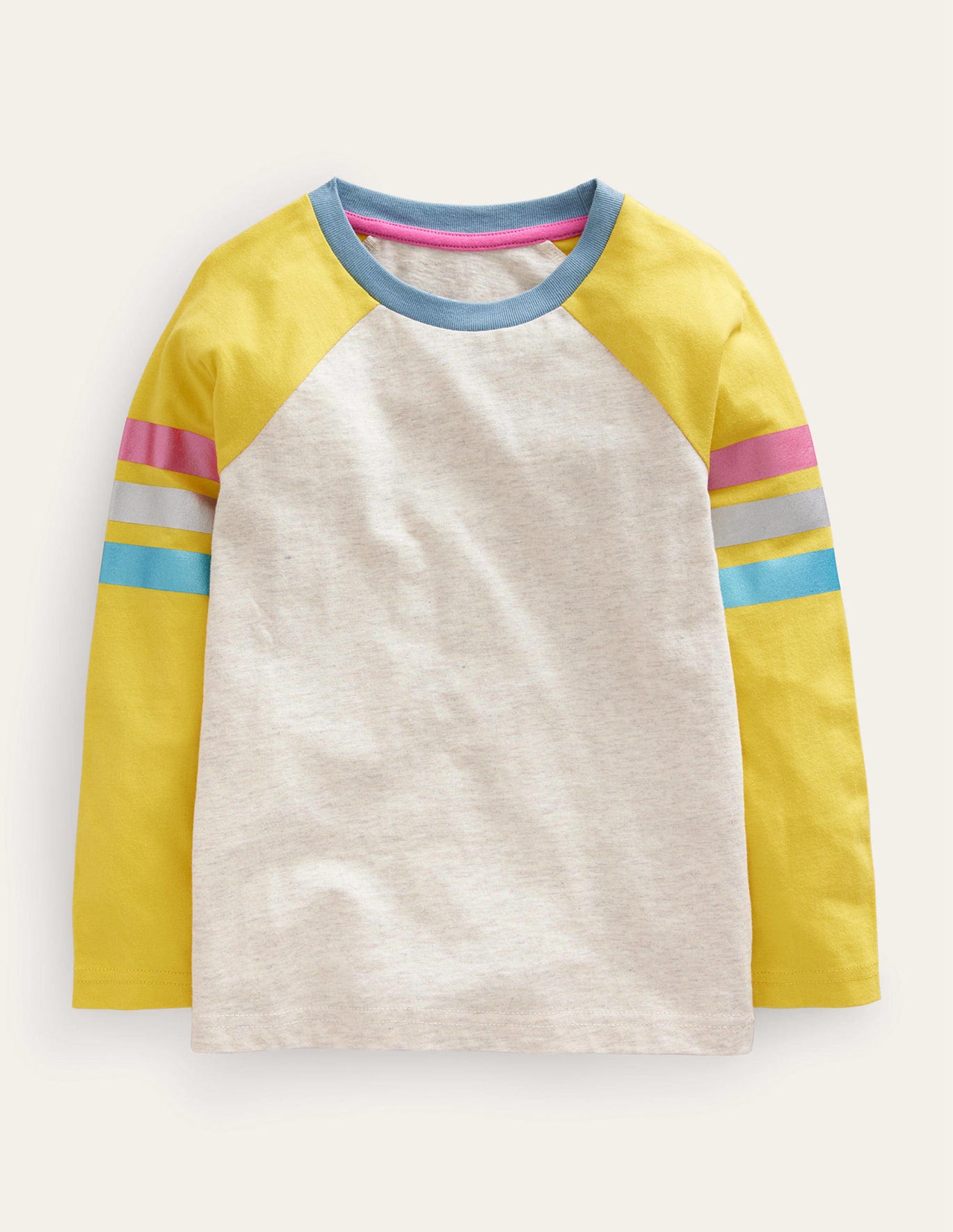 Boden Metallic Raglan T-shirt - Oatmeal Marl