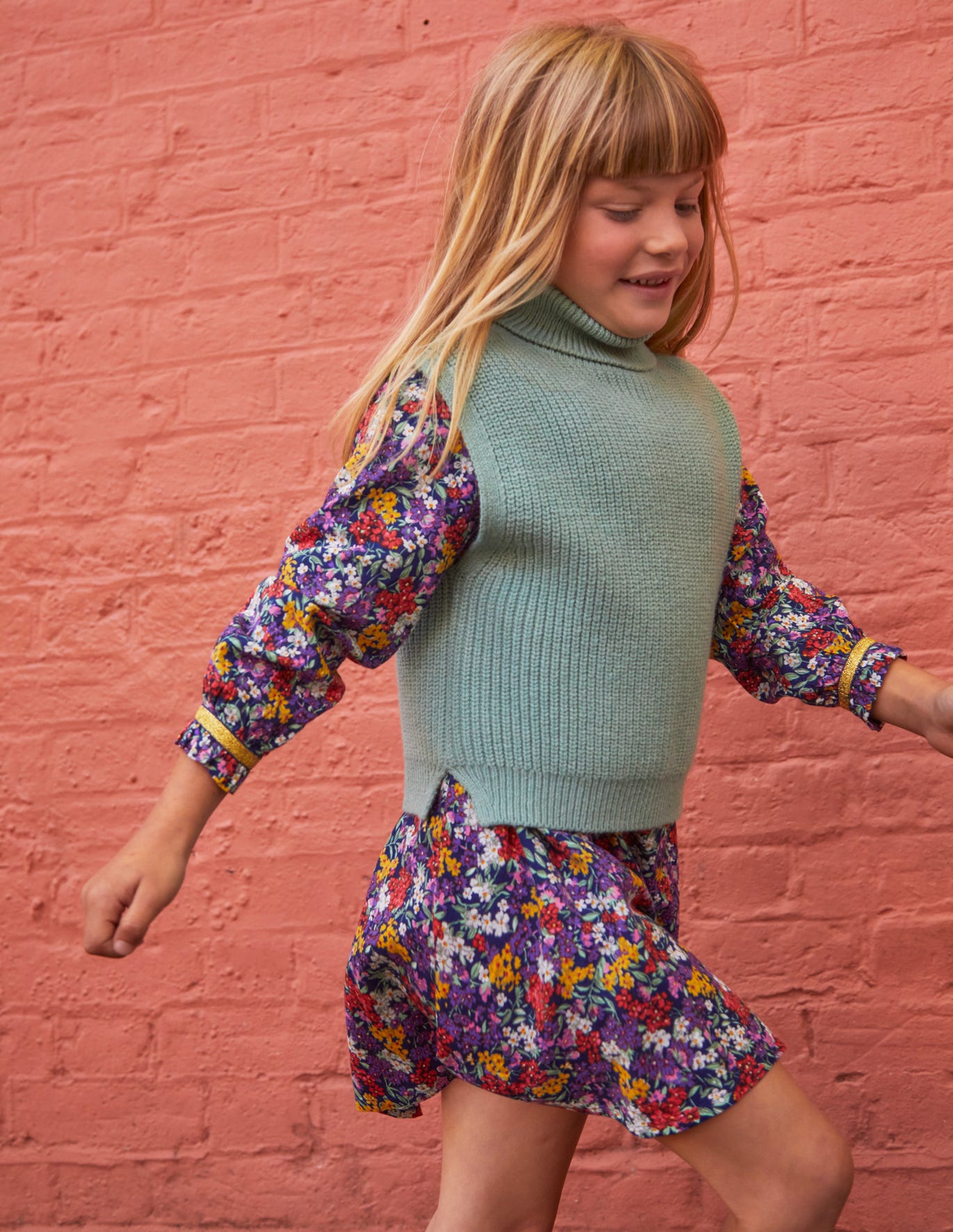 Boden Gathered Neck woven dress - Multi Bloom