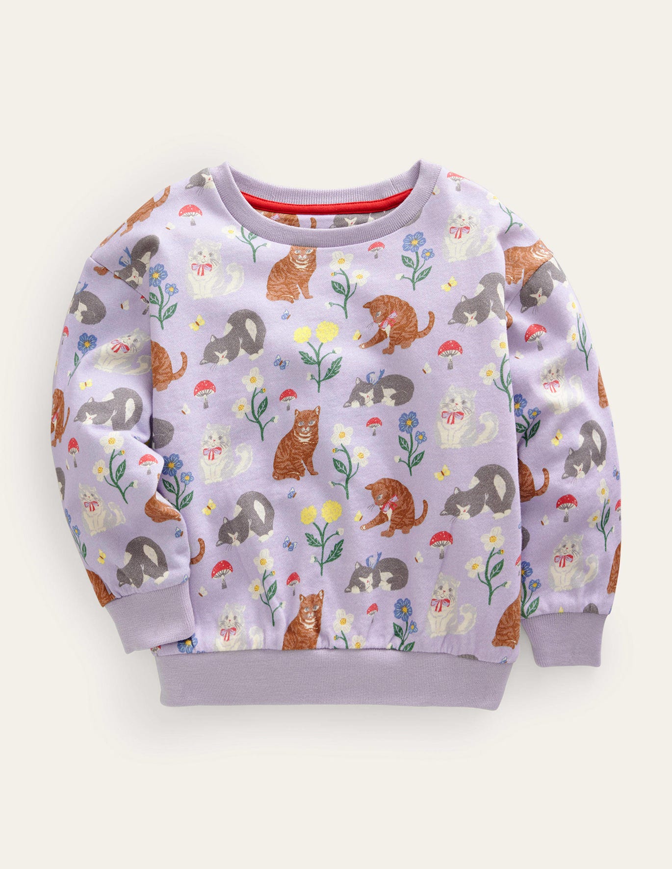 Boden Relaxed Printed Sweatshirt - Light Purple Cats