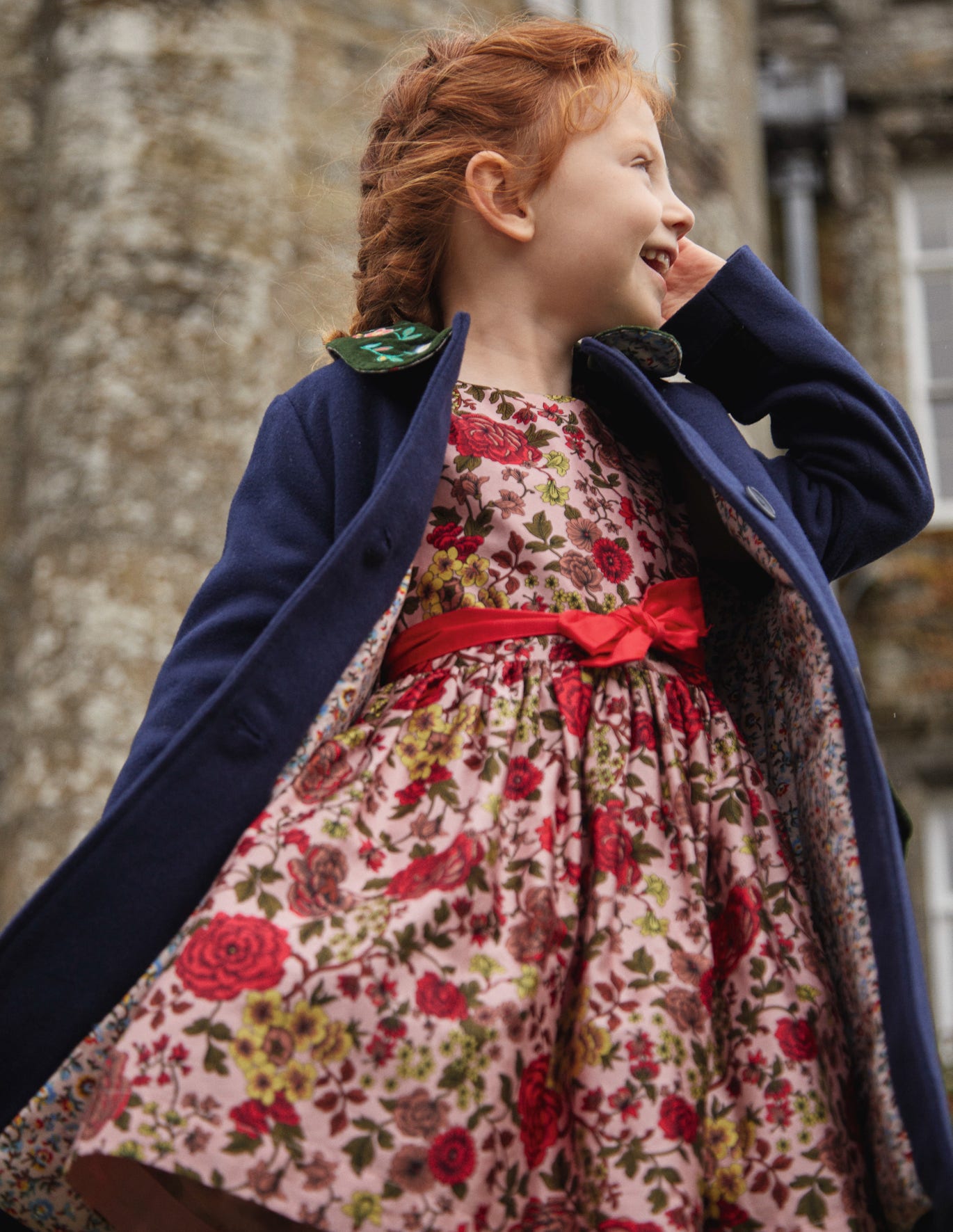 Boden Sateen Party Dress - Chalky Pink Woodland Rose