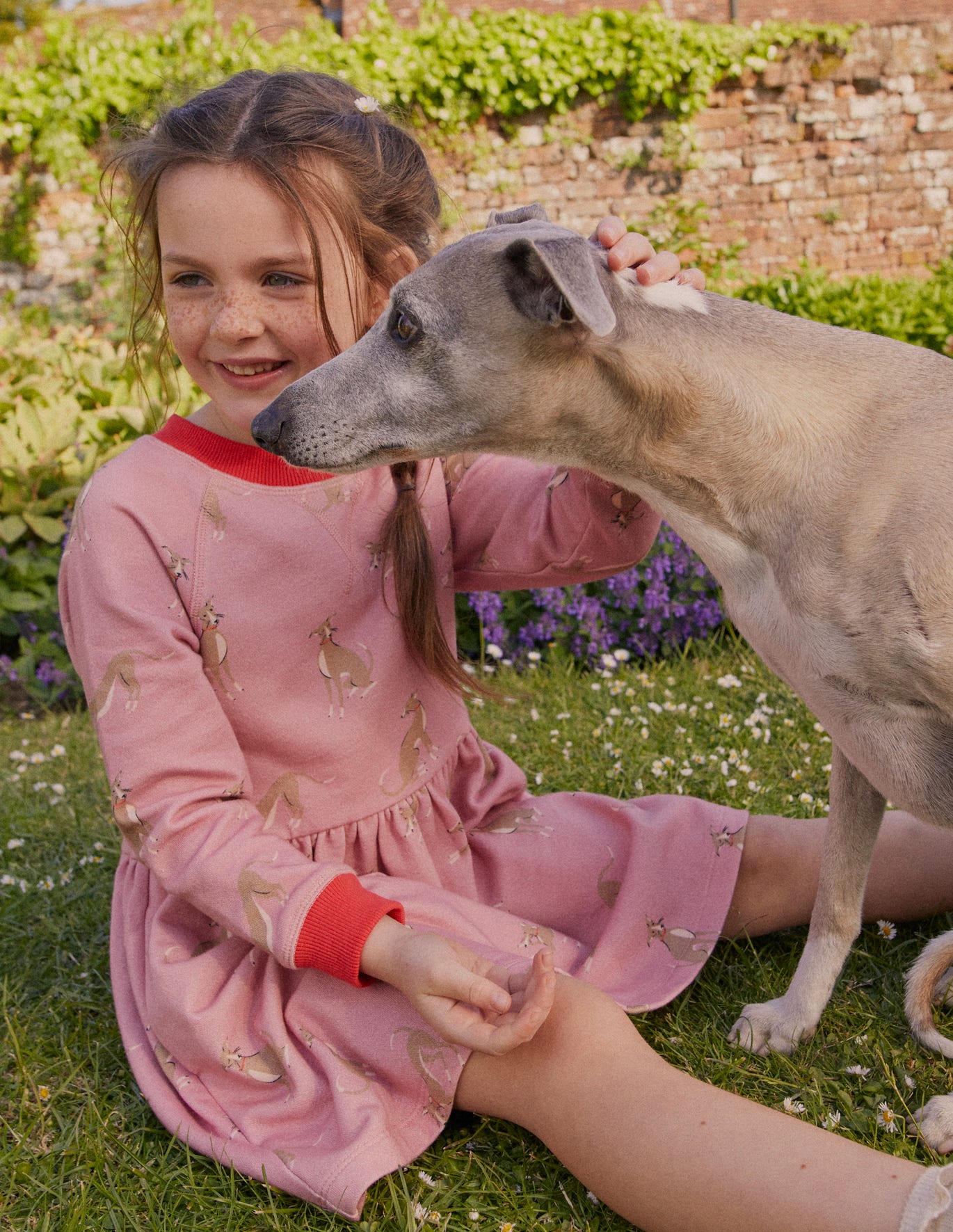 Boden Printed Sweatshirt Dress - Vintage Pink Whippet