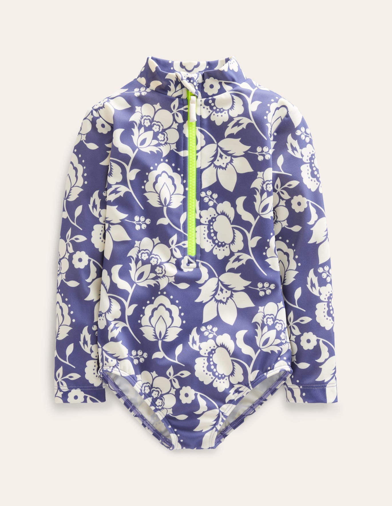 Boden Long-sleeved Swimsuit - Soft Starboard Floral