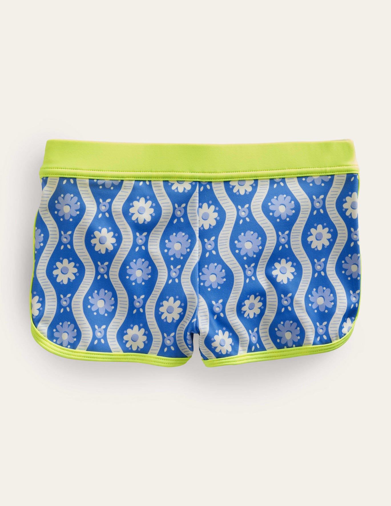Boden Patterned Swim Shorts - Penzance Blue Daisy Wave