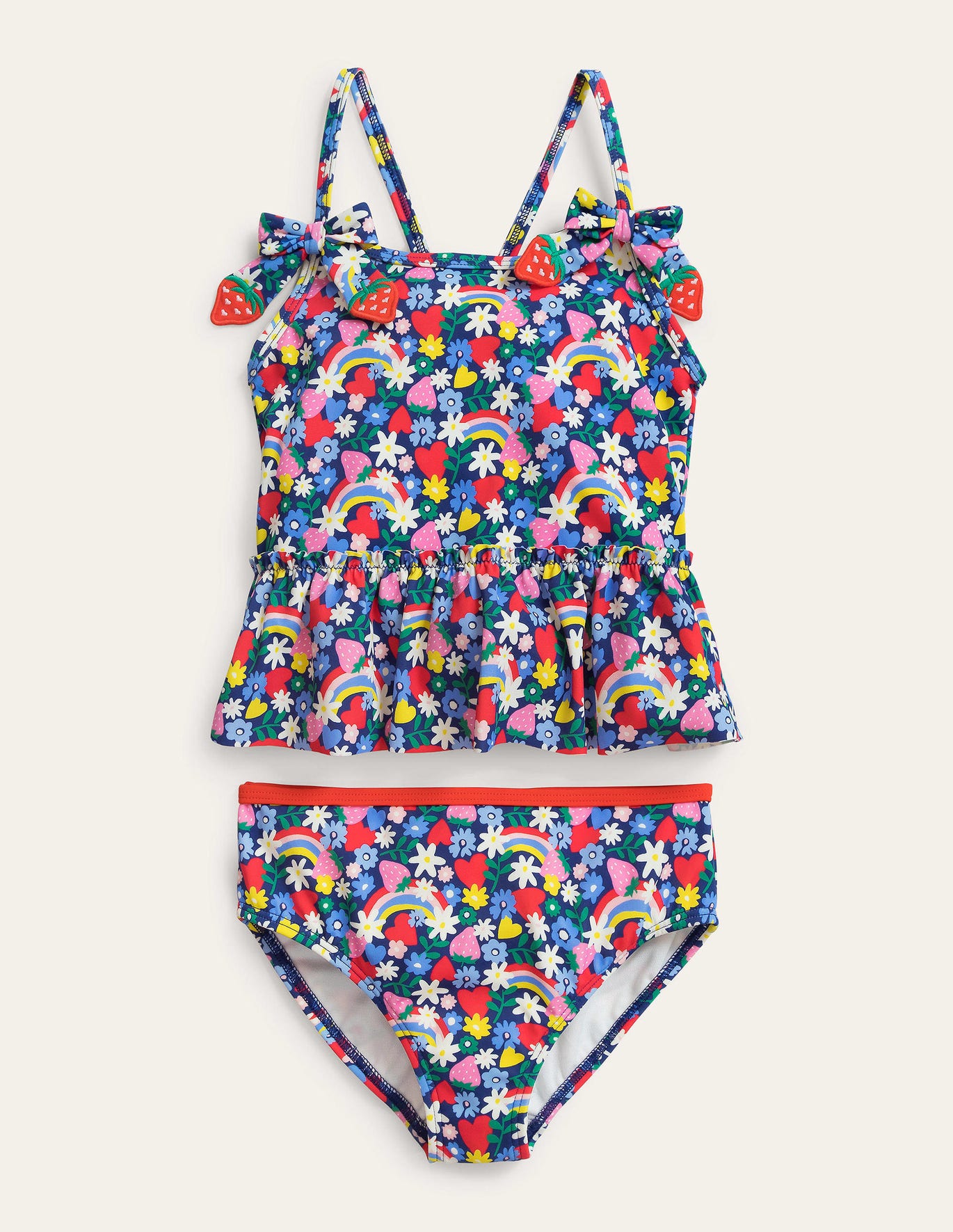 Boden Tankini Set - Ivory and Multi Rainbow Ditsy