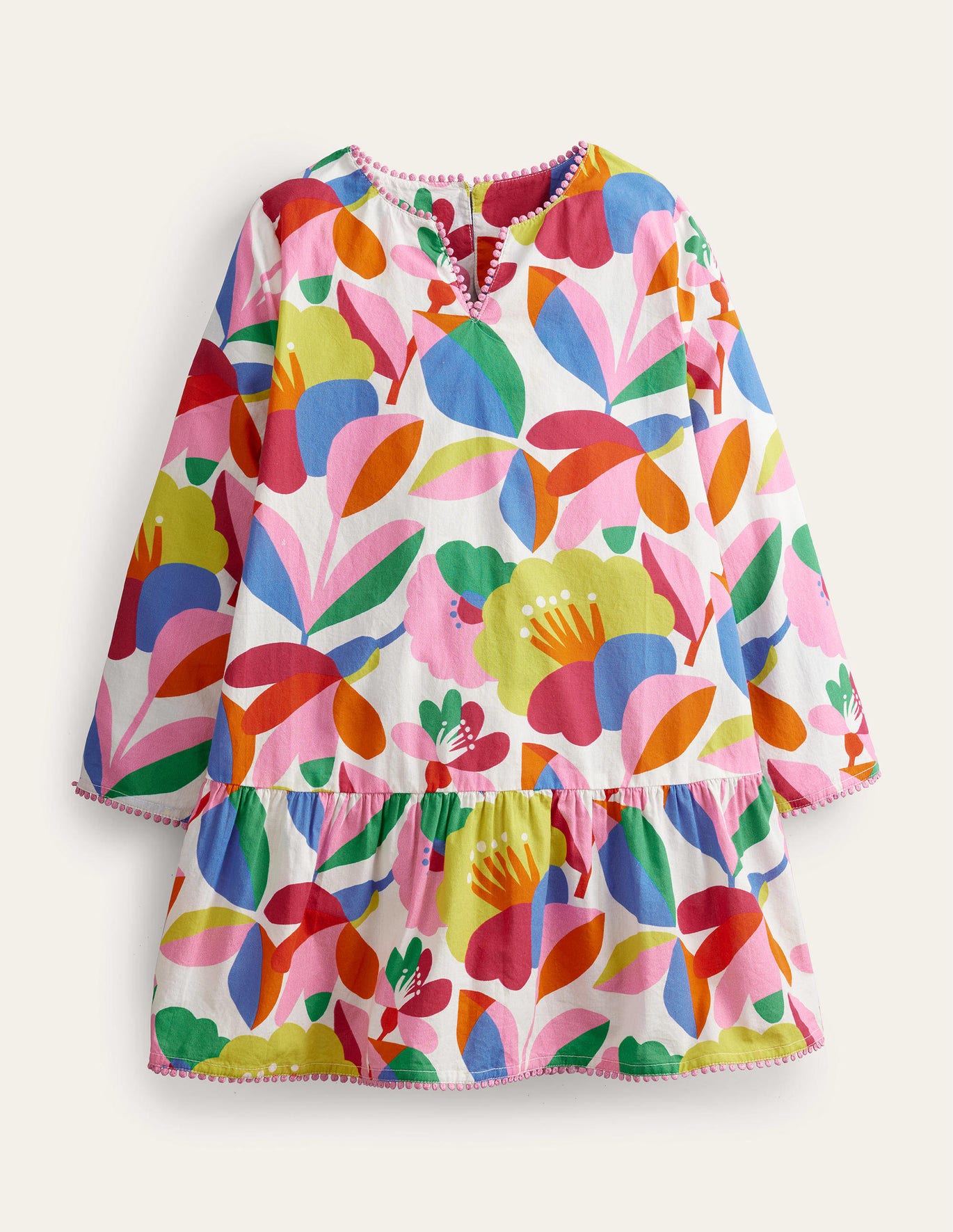 Boden Long Sleeved Printed Kaftan - Ivory, Multi Fabulous Floral