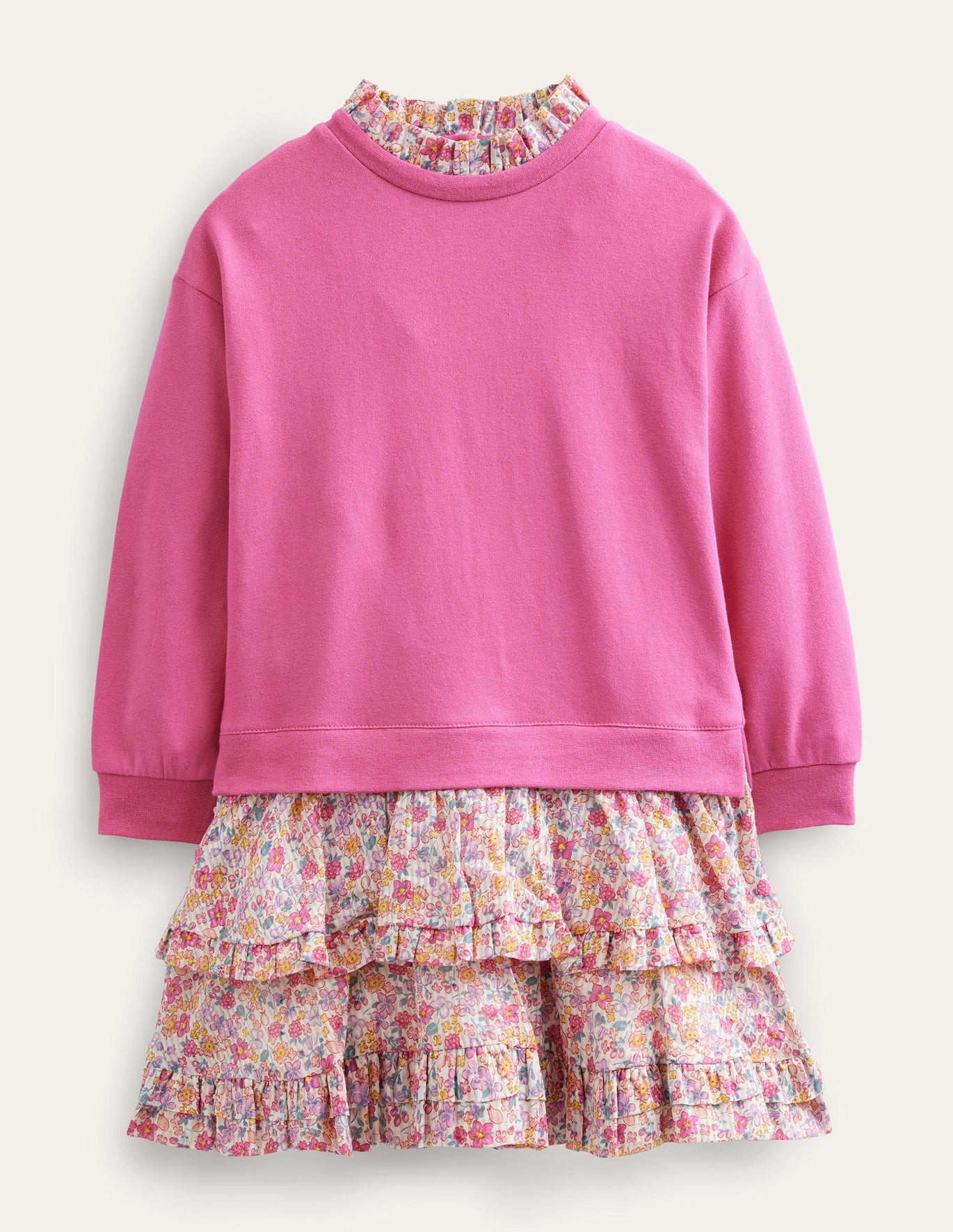 Boden Sweat Woven Mix Dress - Sweet William Pink