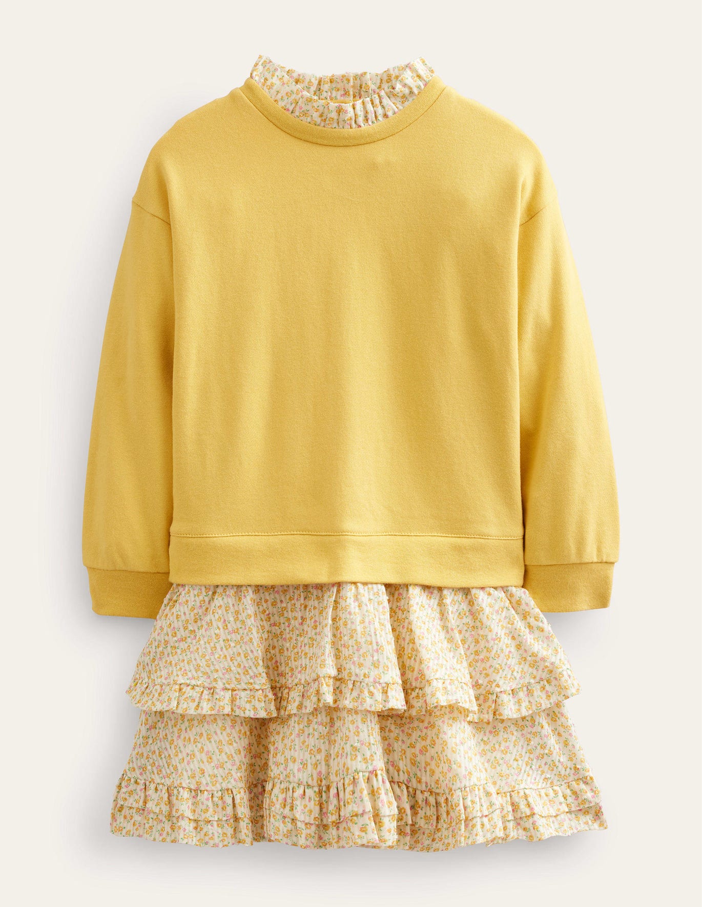Boden Sweat Woven Mix Dress - Sweet Honeycomb Yellow