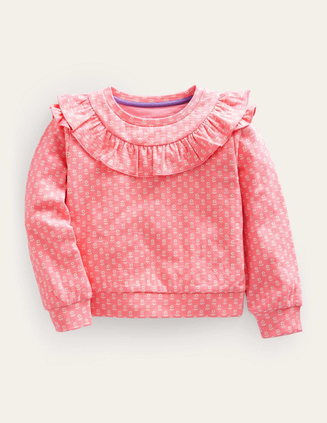 Boden Frill Sweatshirt - Crab Apple Pink Floral